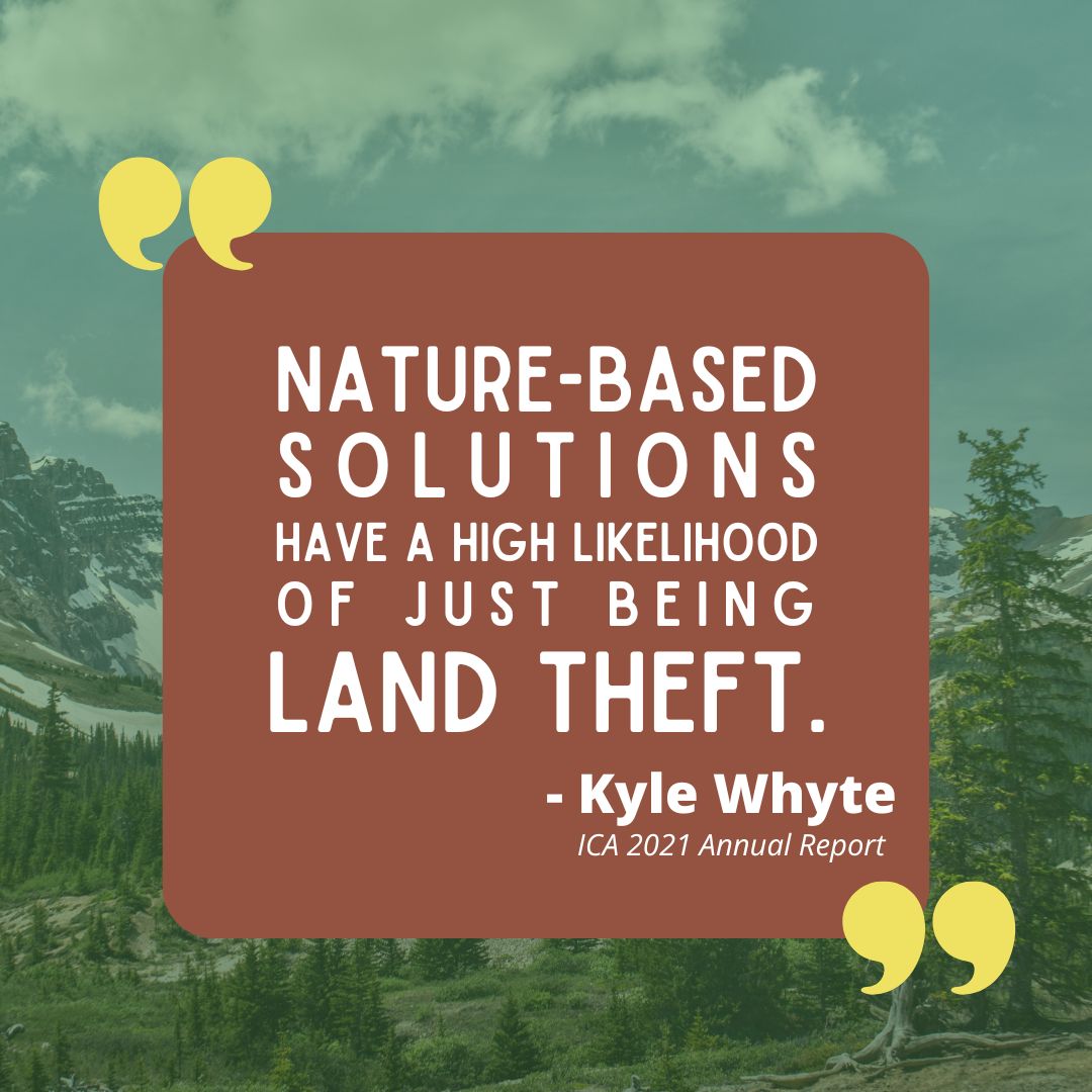 'Nature-Based Solutions (NbS) have a high likelihood of just being land theft.' - Kyle Whyte 🌍✊🏽 #NatureBasedSolutions #FalseSolutions #LandTheft