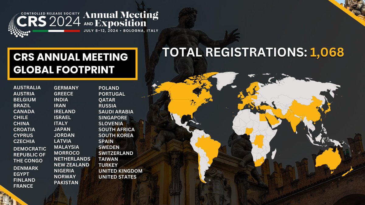 Check Out Who's Coming to #CRS2024! Register now: 👉ow.ly/SoUk50Qj9vY CRS would like to recognize all attendees and their respective countries that have registered for #CRS2024! #crs #deliveryscience #pharma #drugdelivery #scientist #scienceandtechnology