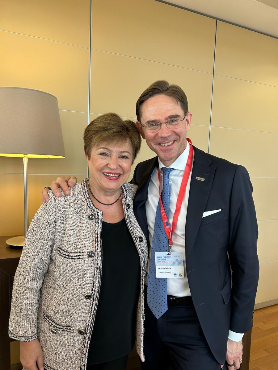Thrilled to be in Brussels and to catch up with my dear old colleague @jyrkikatainen, on the sidelines of the EU Budget Conference.