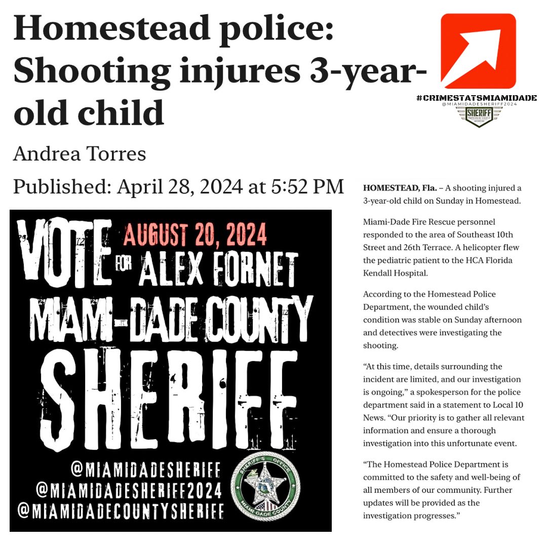 #ANOTHERSHOOTING #HOMESTEADFLORIDA #SHOOTINGSMIAMI #SHOOTINGMIAMIDADE #CHILDSAFETYMIAMI local10.com/news/local/202… #GUNSAFETYMIAMI #GUNHANDLING #GUNSHOOTING #MIAMI #MIAMIDADE #MIAMIDADECOUNTY #CRIME #NEWSHERIFFINTOWN #THELAWANDORDERSHERIFF  #VIOLENTCRIMEMIAMI #VIOLENCEMIAMI #SHERIFF