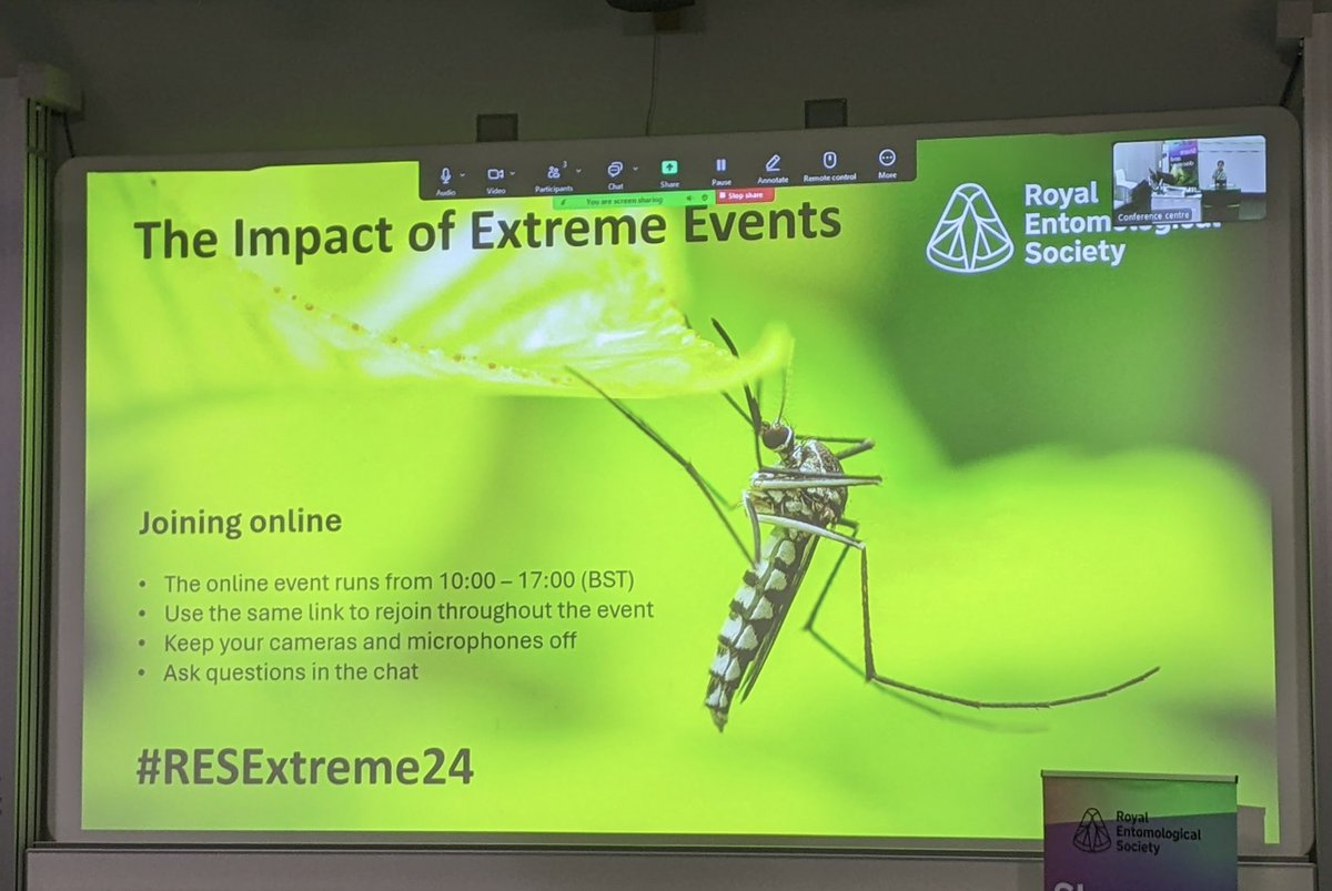 englishse's tweet image. Really enjoyed the @RoyEntSoc #RESExtreme24 event last Thursday - thanks for inviting me! Such an interesting line-up of talks across the breadth of behaviour, physiology and different groups (pollinators, vectors). Congratulations to @HesterWeaving for winning Best Student Talk!
