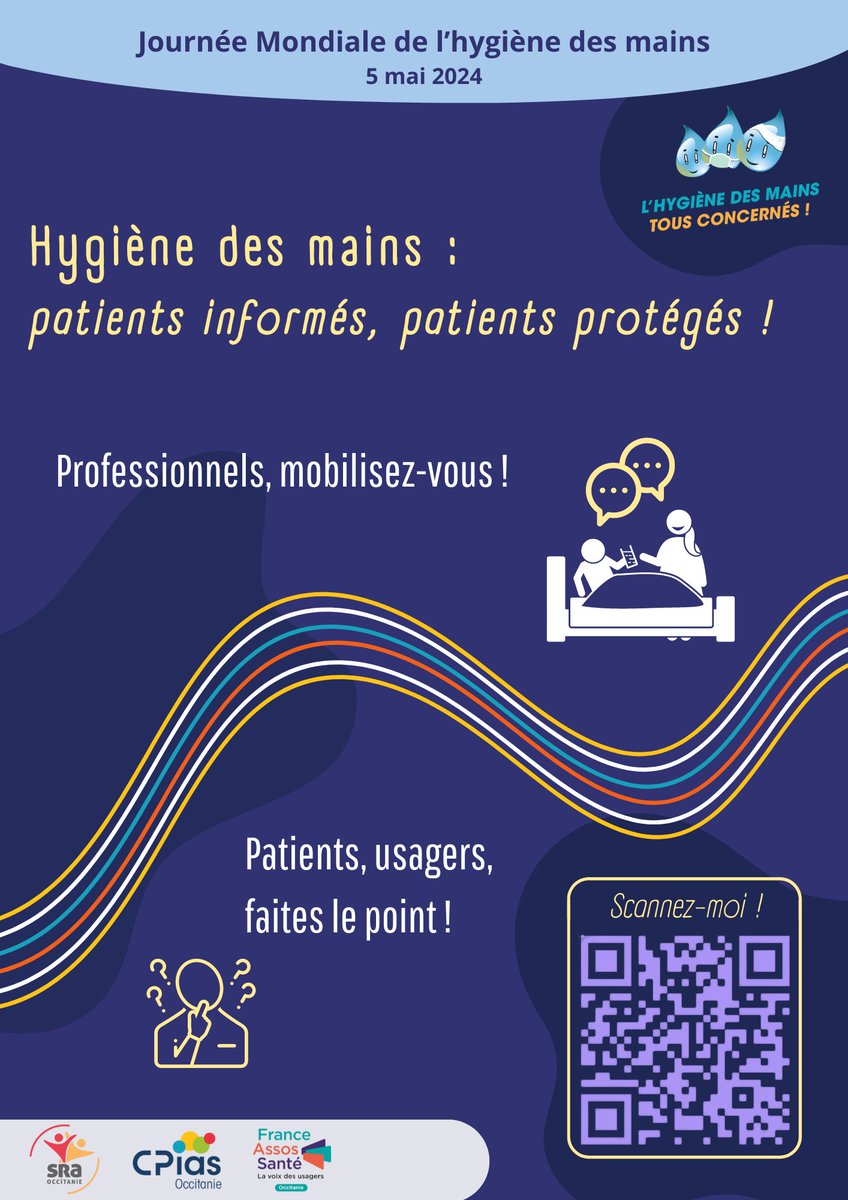 CPIASOccitanie's tweet image. A l'occasion de la journée mondiale de l’hygiène des mains du 5 mai, soyez nombreux à utiliser notre outil Hygiène des mains : patients informés, patients protégés ainsi que l'affiche personnalisable associée  : cpias-occitanie.fr/campagnes-outi…
