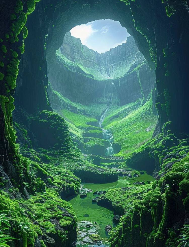 ⛰️🌱🌿☘️Beautiful cave with lush grass⛰️🌱🌿☘️ #photographs #landscaping #grasses