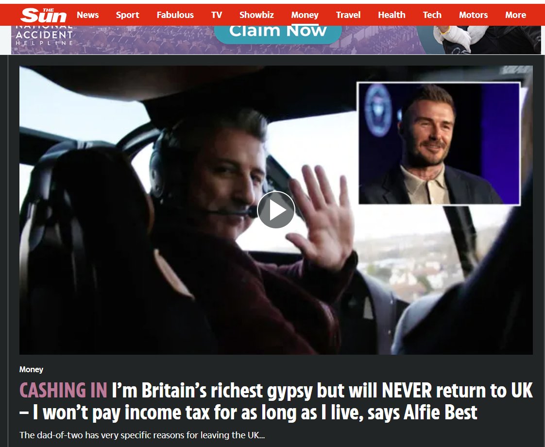 Britain's richest gypsy has vowed never to pay income tax in Britain again Alfie Best, born in a caravan but now worth £700m+, has moved to Monaco 'It's no longer Great Britain but Broken Britain. If you're a successful businessman, you're punished by the taxman,' he said 1/3