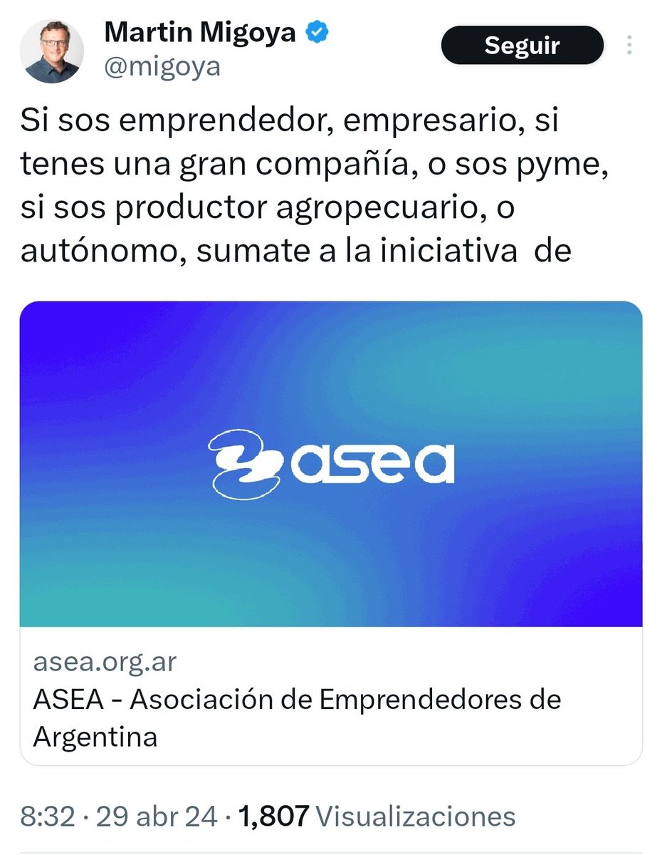 🇦🇷 | El fundador y CEO de Globant, Martín Migoya, se sumó a la iniciativa de la ASEA para contratar 1 millón de nuevos empleos en blanco en Argentina si se aprueba la Ley Bases.