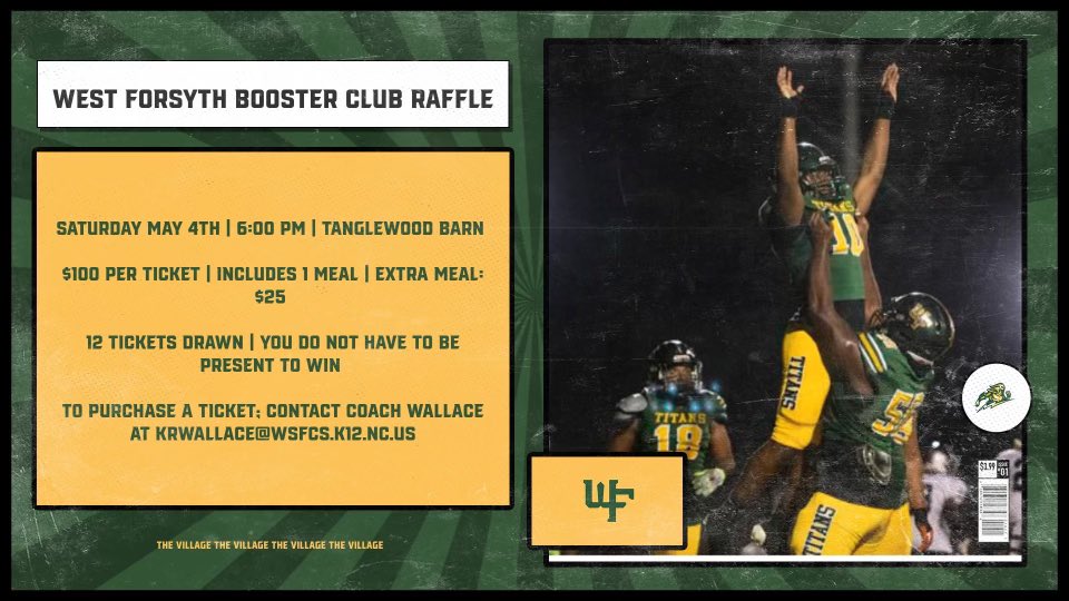 We have a few tickets left if you are interested in helping out the WF Booster club. Message if interested