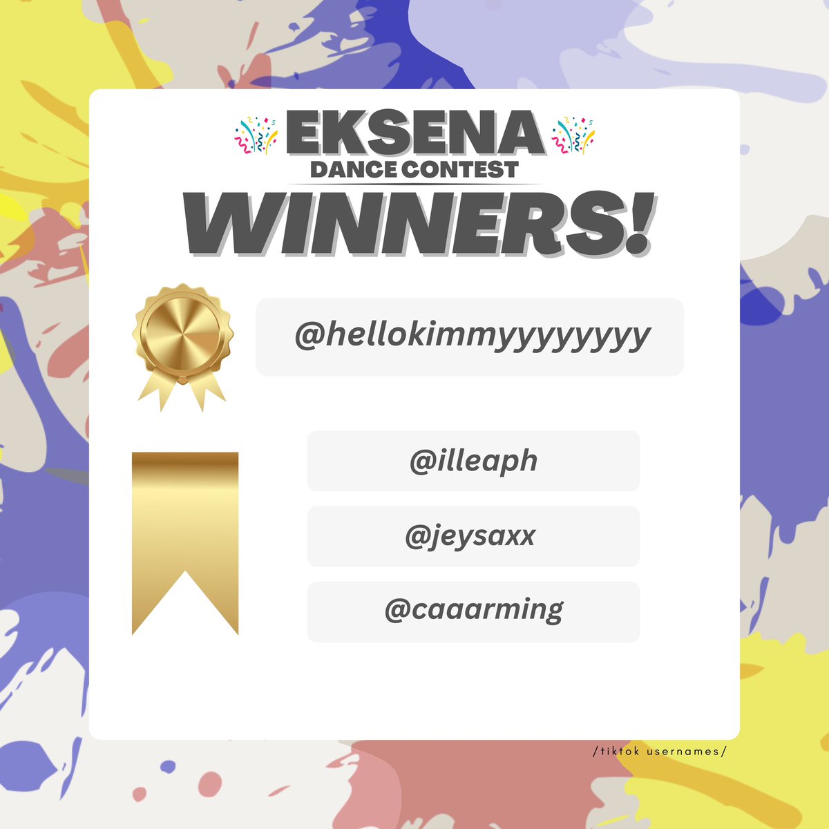 📢 EKSENA Dance Contest Winners! 📢 Big congrats to @hellokimmyyyyyyy for grabbing the top spot. And of course, let’s not forget our awesome runners-up, @illeaph, @jeysaxx, and @caaarming! 🎉 Huge thanks to everyone who joined the Eksena Dance Contest! #YARA #YARA_PH