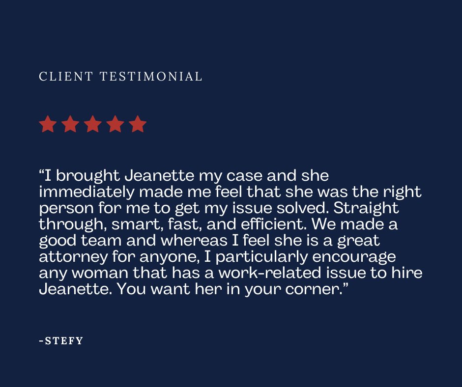 We're committed to delivering top-notch legal representation and fighting for your rights. Thank you for your trust and confidence in us! 
#ClientReviews #EmploymentLaw #LegalSuccess

bit.ly/3lIo4rm