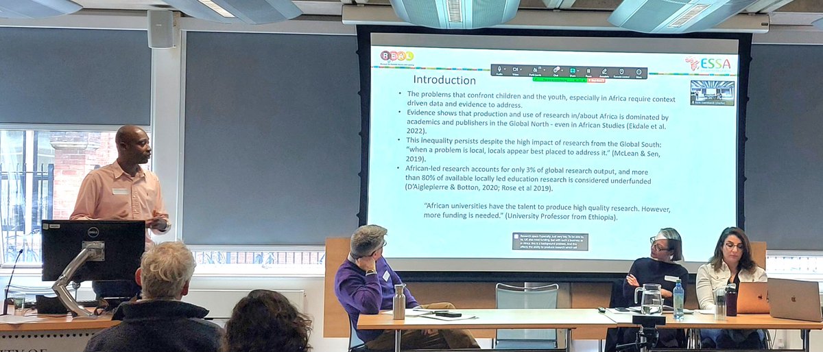 Dr Samuel Asare @ESSA_Africa: the problems faced by children & youth, esp. in Africa, should be addressed w/ context driven data & evidence. But evidence shows production & use of research in/about Africa is dominated by academics & publishers in the GN @CRASSHlive @Lerrning