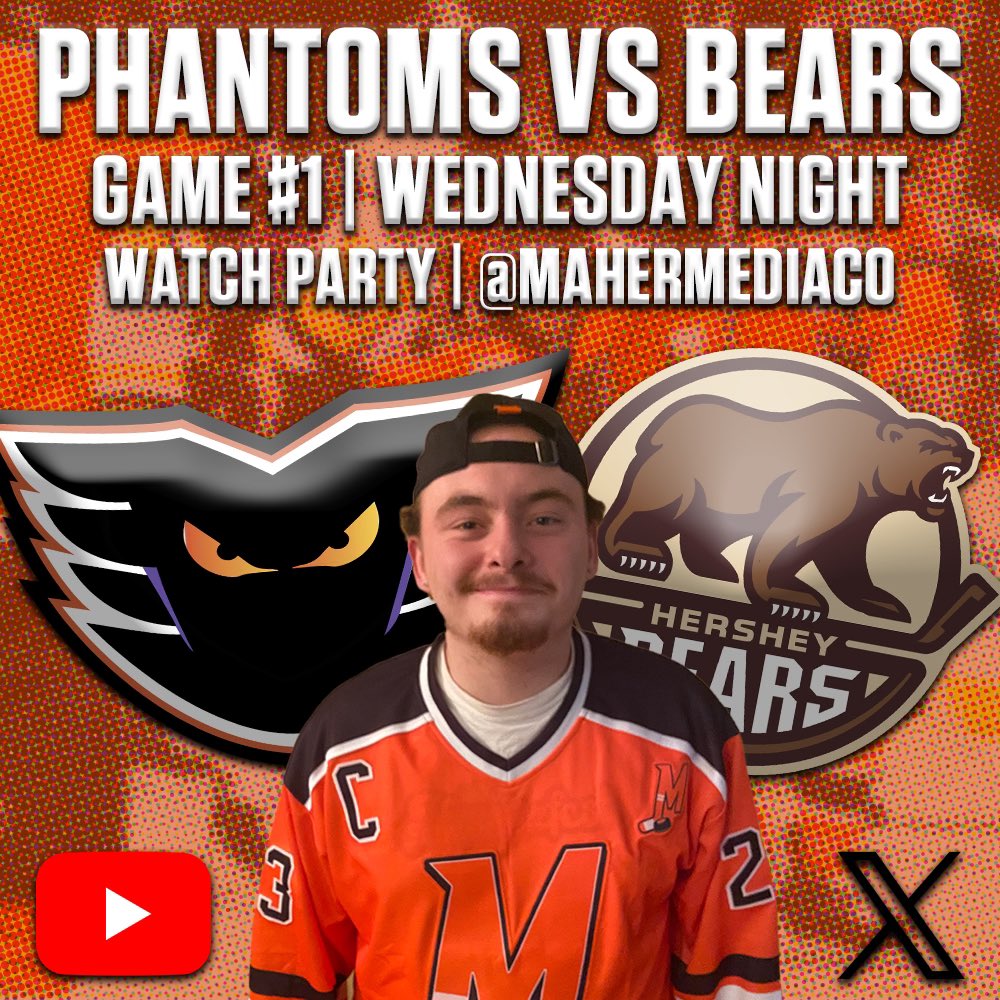 🚨PHANTOMS PLAYOFF WATCH PARTY🚨

Join our guy @_ChrisMaher for Game #1 of the Phantoms/Bears 2nd Round! 

Stream will start at 7pm Wednesday night here on our Twitter and Youtube! 

#ShowYourFlyer | #RallyTheValley