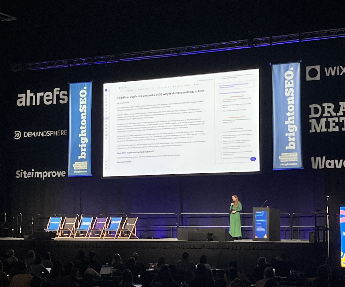 I wasn't able to attend the BrightonSEO conference last week, but our Optimize toolset made a guest appearance. @annamorrish highlighted our Unanswered Questions feature in Optimize, our content optimization toolkit.

Anna's chat was about content strategy and how to prepare for