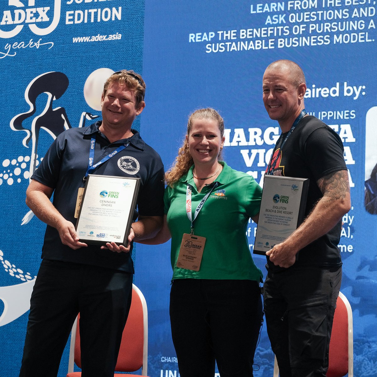 🏆 This year, there aren't one but TWO Green Fins Award winners! Congratulations to Evolution Beach & Dive Resort and Ceningan Divers for winning the Green Fins Award 2024 at ADEX Singapore. Book your holiday with Green Fins Members 👉 greenfins.net/members