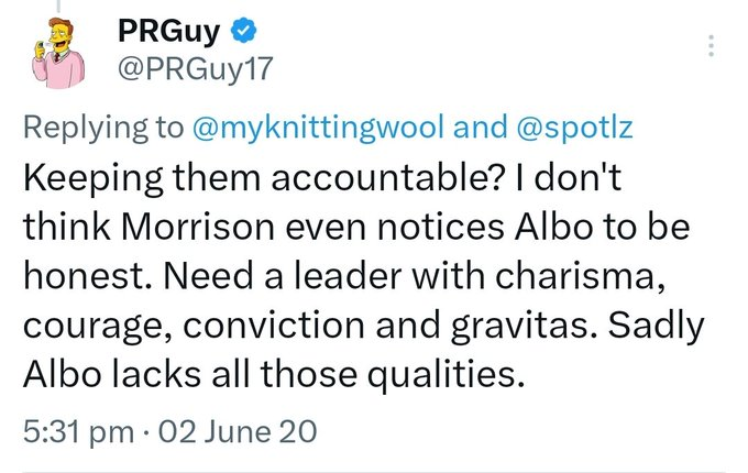 Oh dear, Albo *must* be in trouble if they've wheeled the PR clown out......