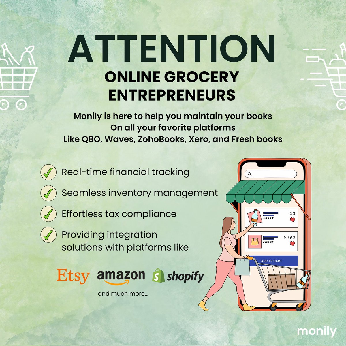 Have the Monday blues hit yet? Make managing your e-commerce grocery business a breeze with our tailored accounting solutions. Have more time to relax and spend less time on the books.

#MondayMotivational #AccountingTips #onlinegroceryshop #monilyaccounting #bookkeeping #cfo