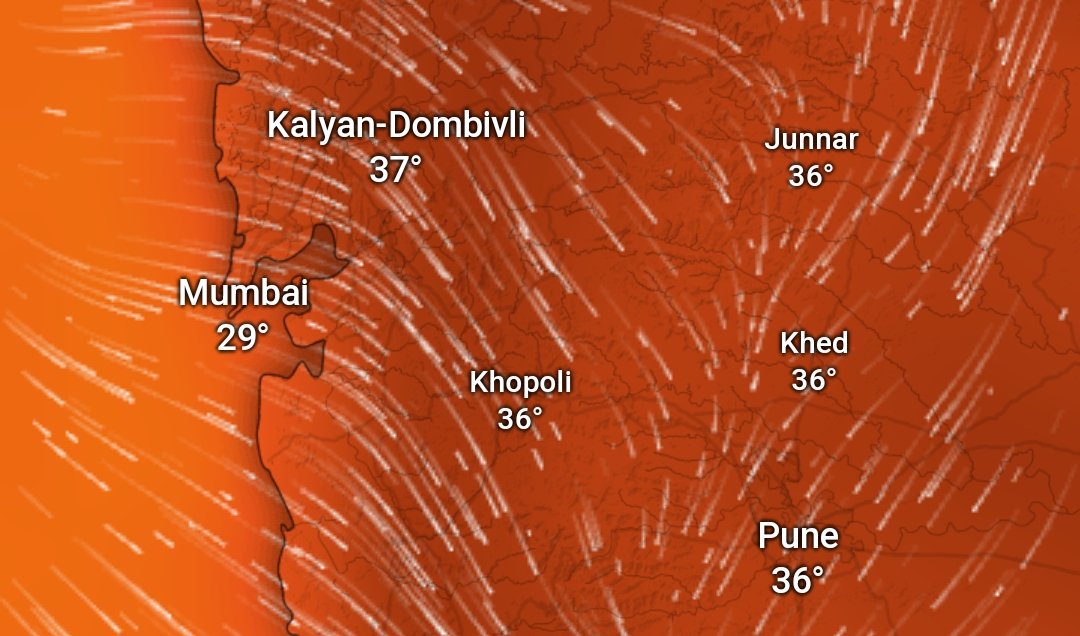 Mumbai & adjoining areas will now witness excess heat for the next 36-48 hours. Temperatures will start to fall after May 1. Westerlies are getting active on the other hand, thus the maximum temperature will stick to 33-34°C. Stay tuned for more updates #MumbaiWeather