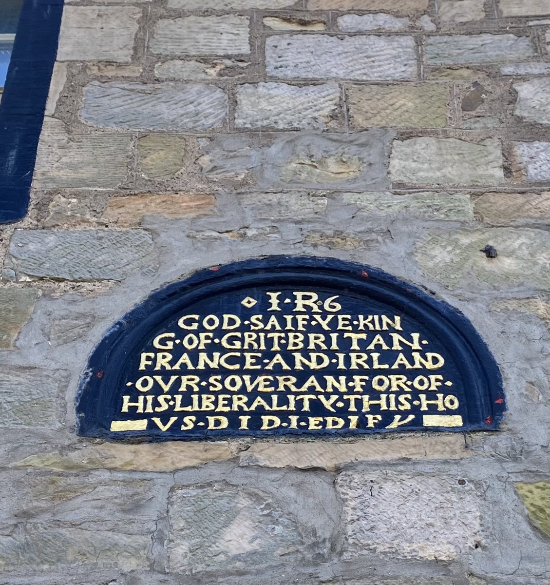 Two carved stone panels celebrating the liberality of James VI and I - in Falkland, opposite the royal palace #jamesvi #jamesviandi