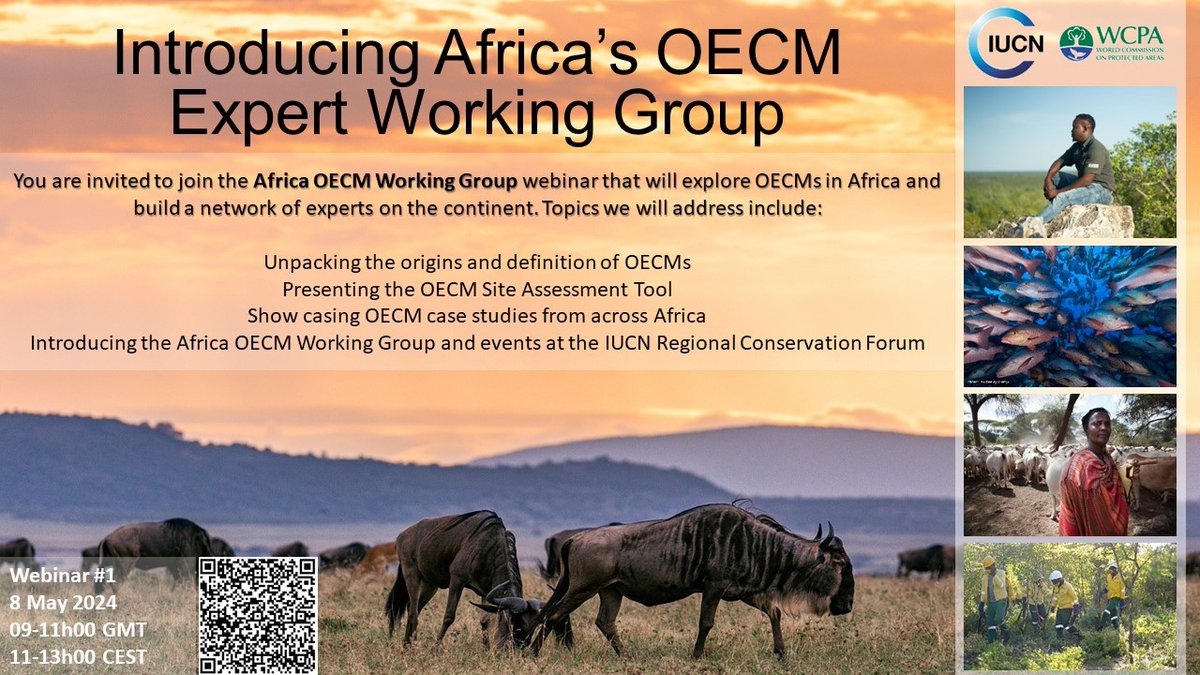 The @IUCN_WCPA Specialist Group for Other Effective Area-based Conservation Measures (OECMs) in Africa is inviting you to the Introduction of Africa's OECMs Expert Working Group through their webinar exploring Africa's OECMs happening May 8, 2024🗓️

Join➡️ engage.iucn.org/group/iucn-wor…