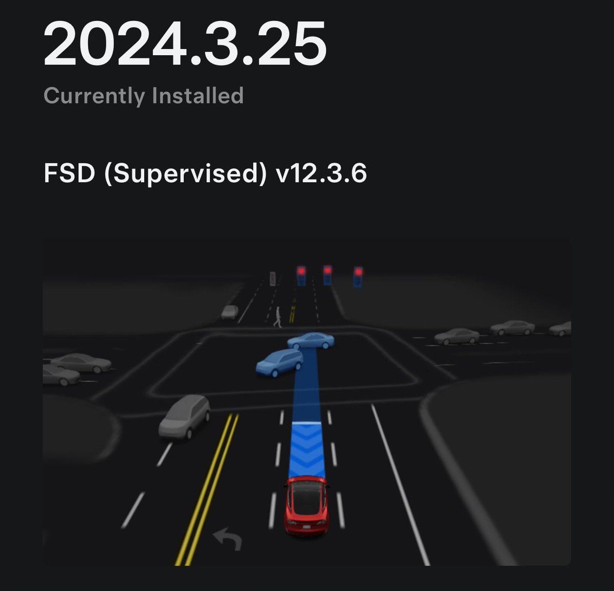 Woohoo - just got FSD (Supervised) 12.3.6 on my 2022 Model X with USS & now it has Tesla Vision Park Assist & the new Autopark! This sure wasn’t just a standard point release. Amazing updates from the @tesla @tesla_ai teams! Thanks @aelluswamy!