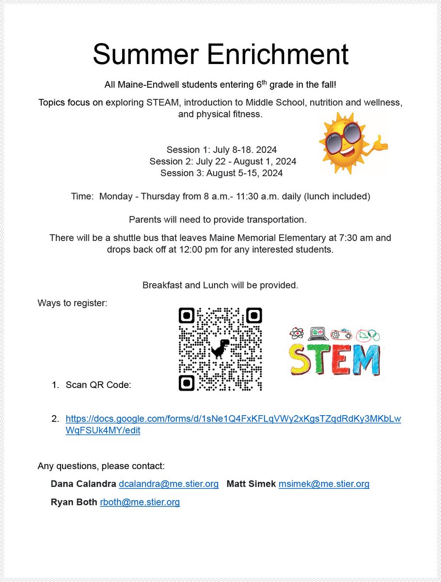 Registration is now open for the Summer Enrichment Program for all M-E students entering 6th grade in the fall.