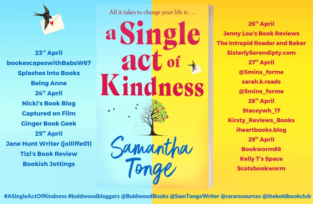 'An uplifting, feel-good story' says @KarenLNHollis about #ASingleActOfKindness by @SamTongeWriter iheartbooks.blog/2024/04/28/a-s… @BoldwoodBooks