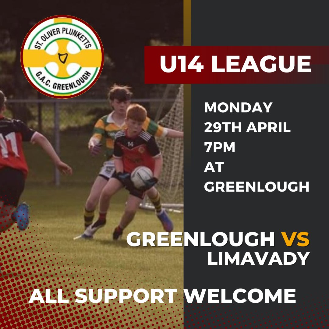 Good luck to our u14 lads and management who are home tonight against Limavady thrown in 7pm