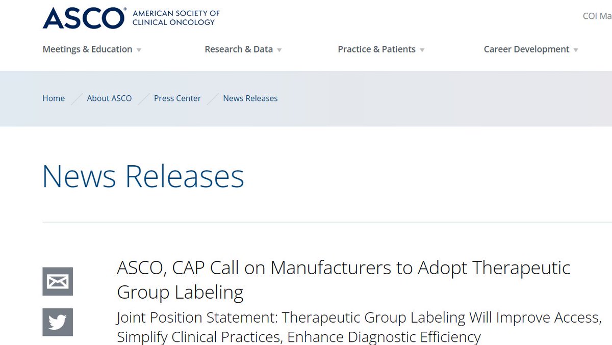 Along with Dr. Jordan Laser, excited to present @ASCO @Pathologists statement on group labeling. Important effort w diverse committee of academia, industry & patient advocacy input. As a field, let's simplify things to improve research & patient care! society.asco.org/about-asco/pre…