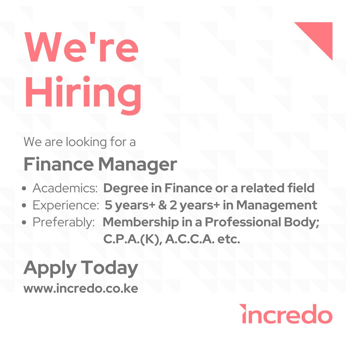 incredofinance's tweet photo. NOW #HIRING!!!
Click the link below, for more information.
https://t.co/jJ2OZNKDy4
Applications close on 10th May 2024.
#CreditTheIncredible #IncredoFinance #Incredo
#IkoKaziKE
