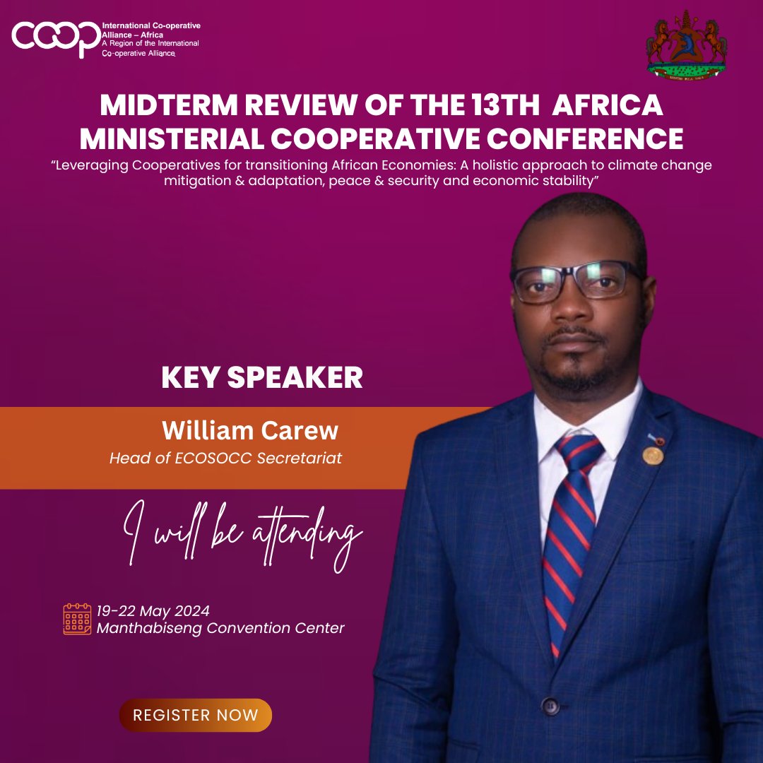 Meet one of our key speaker at the #13thAMCCOMidtermReview, Mr. William Carew, Head of @AU_ECOSOCC Secretariat