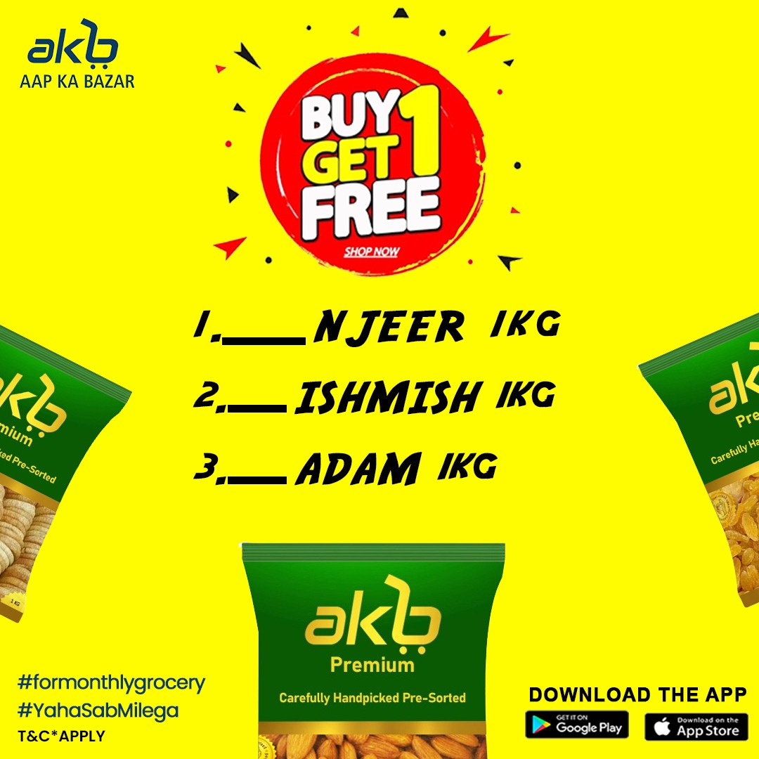 Missing out on the 'AKB' magic in your #monthlygrocery is like having a sandwich without the wich! At #aapkabazar we're your grocery genie, granting wishes for #premiumdryfruits at #wholesale prices + #buyonegetonefree #deals for you doing a #happydance & getting #homedelivery