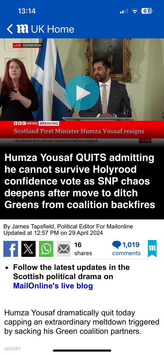 WOOOHOOOO!!! Goodbye you useless virtue signalling liar!! Please let the door smack you hard on the way out! Good f**king RIDDANCE to this racist P.O.S!! 👋🏼👋🏼👋🏼🖕🏼🖕🏼🖕🏼👏🏼👏🏼👏🏼🙌🏼🙌🏼🙌🏼 #hamzauselessresigns #Scotland #SNPOut #humzayousaf