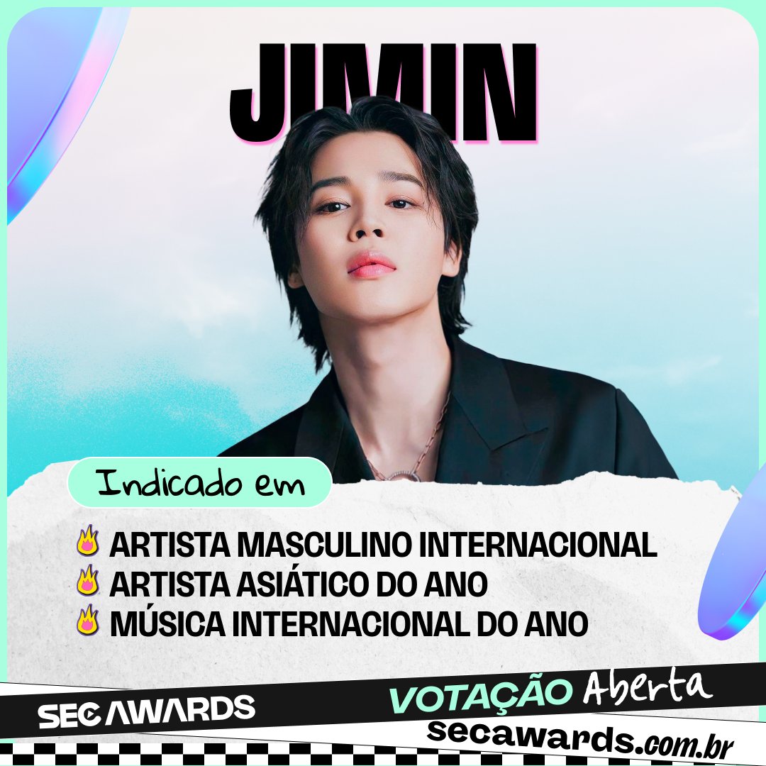 Jimin está indicado em três categorias no #SECAwards 2024! 🎤 Vote agora! secawards.com.br