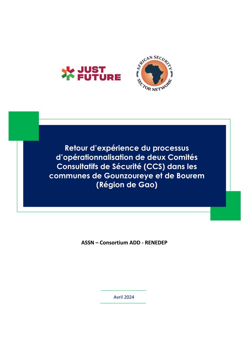 Au #Mali, les #CCS ont été conçus pour le #monitoring de l'action étatique en matière de #sécurité. Cpdt, leur opérationnalisation reste difficile, en témoigne cette étude sur #Gounzoureye & #Bourem, 2 localités de #Gao @add_mali @Renedepmali @Just_Future tinyurl.com/yrbwwe4u