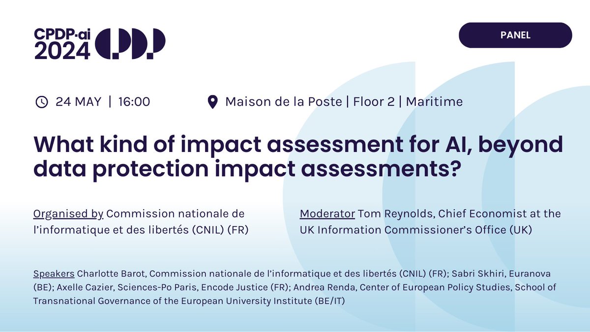 How can the costs and benefits of applications of AI be effectively weighed against fundamental rights and safety? Organised by @CNIL with Tom Reynolds @ICOnews, @charlotte_barot, @sskhiri @euranova, Axelle Cazier @sciencespo, @profAndreaRenda @CEPS_thinktank #CPDPai2024
