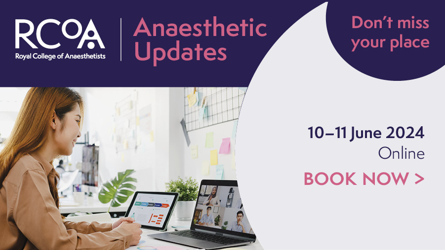 Join us online in June for our Anaesthetic Updates event. Topics include - 🔸Perioperative medicine 🔸Enhanced Recovery 🔸Managing the aftermath 🔸Well-being 🔸Airway/ENT 🔸Obstetric and paediatric updates 10-11 June. 10 CPD points. Book now: ow.ly/kWrq50RqHY1