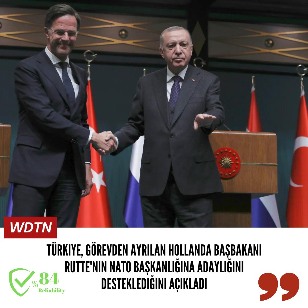 📰Türkiye, görevden ayrılan Hollanda Başbakanı Rutte'nin NATO başkanlığına adaylığını desteklediğini açıkladı.
🔗Daha fazla bilgi için oigetit.com/advanced-searc… adresini ziyaret edin.
#Oigetit #Fakenewsfilter #Turkey #Dutch #NATO #news