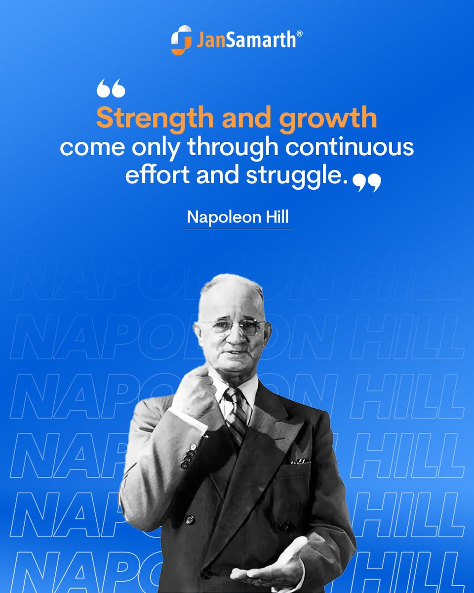 Keep pushing forward, because strength and growth can only be achieved through continuous effort and struggle. 💪
.
.
.
#NapoleonHill #Motivation #Quote #JanSamarth #Strength #Struggle #KeepGoing #KeepPushingForward #StrengthAndGrowth #ContinuousEffort #StruggleForSuccess