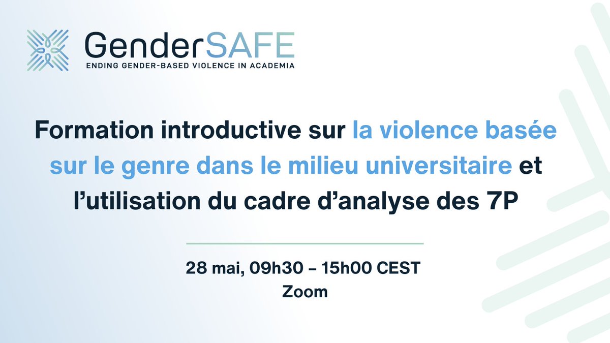 GenderSAFE 🇪🇺 (@gendersafe_gbv) on Twitter photo 🆕 training opportunity for French-speakers 🇫🇷!
Join the <a href="/GenderSAFE_gbv/">GenderSAFE 🇪🇺</a> introductory training on #genderbasedviolence in academia and the 7P framework, to be held in French:
📅 28 May 2024
⌚ 09.30 – 15.00 CEST
Spaces are limited, save your spot: gendersafe.eu/events/introdu… 🆕 training opportunity for French-speakers 🇫🇷!
Join the <a href="/GenderSAFE_gbv/">GenderSAFE 🇪🇺</a> introductory training on #genderbasedviolence in academia and the 7P framework, to be held in French:
📅 28 May 2024
⌚ 09.30 – 15.00 CEST
Spaces are limited, save your spot: gendersafe.eu/events/introdu…