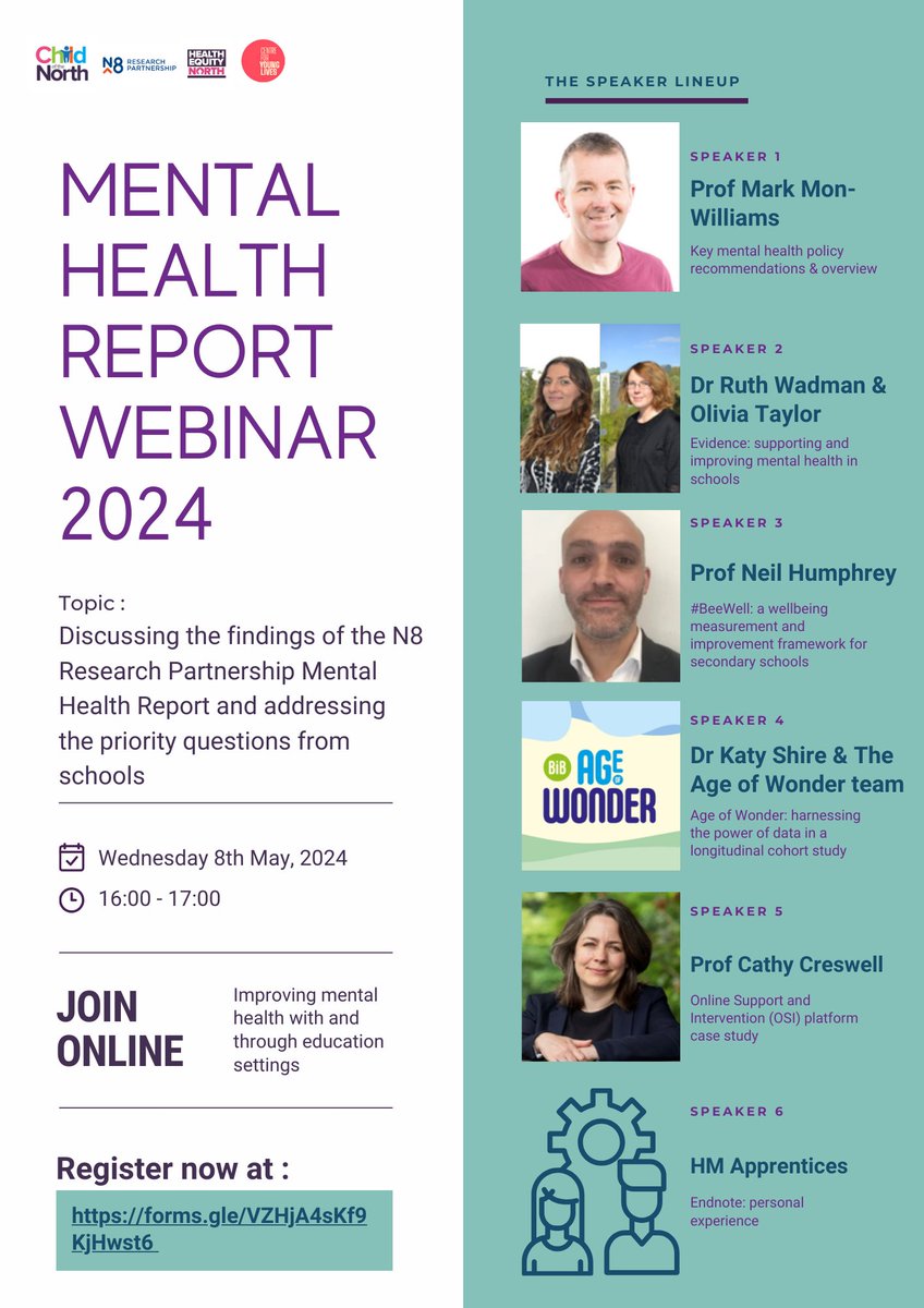 Have you seen the latest @ChildoftheNort1 @CfYoungLives report, on addressing CYP's mental health through education settings? If not, please read at link in comments. We're hosting a webinar, Wed 8th May, 4-5pm on the report w/Q&A session. Register today forms.gle/VZHjA4sKf9KjHw…