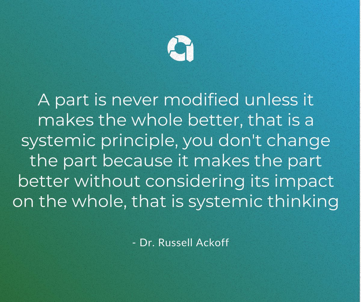 thesystemsthink's tweet photo. Let's ponder: What changes can we make that will enhance the whole system? How can we ensure our actions contribute positively to the larger system we're part of? Share your thoughts and insights! 💡👇

#systemsthinking #RussellAckoff #systems #systemsleadership #designthinking https://t.co/eue6PuPtTI