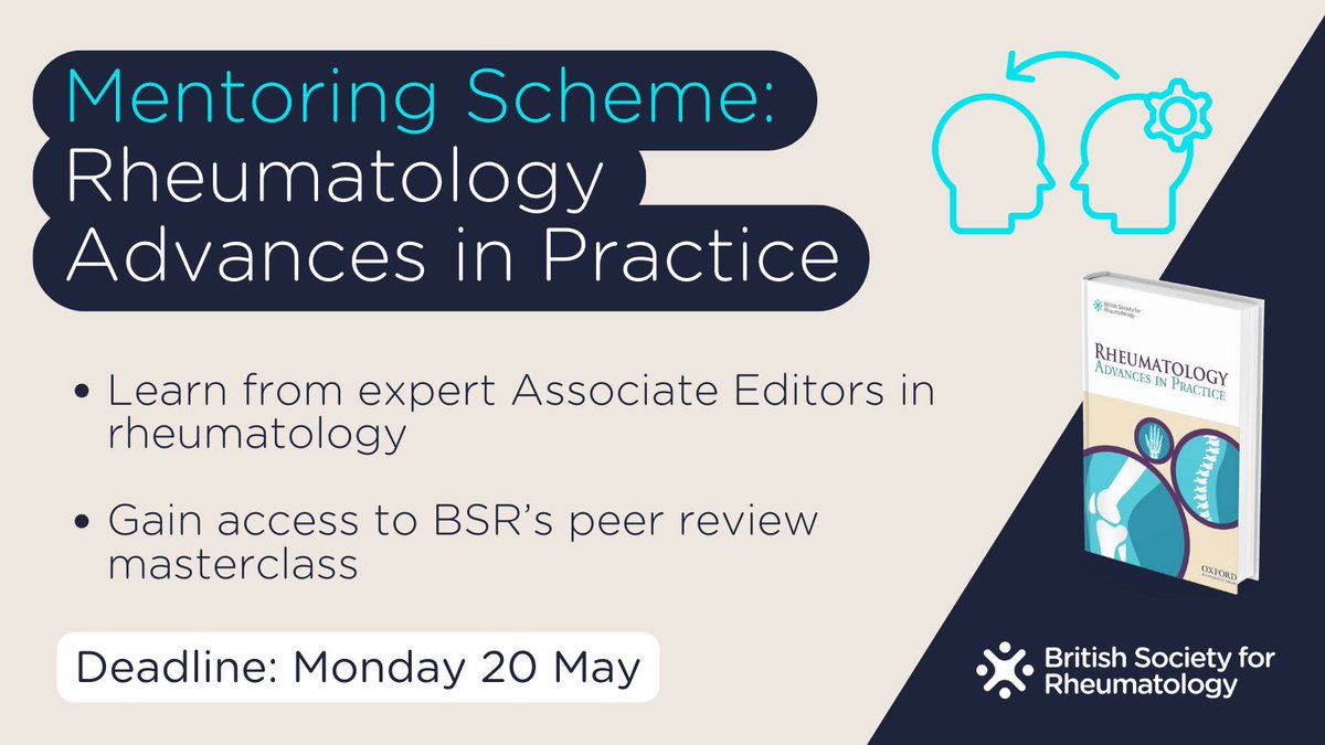 Exciting news for early researchers in rheumatology! Our @rheumjnl is launching a new mentoring scheme that provides the opportunity for a 10-month partnership with our expert Associate Editors. Learn more about our mentors and apply to the scheme here: bit.ly/4bgMAIb