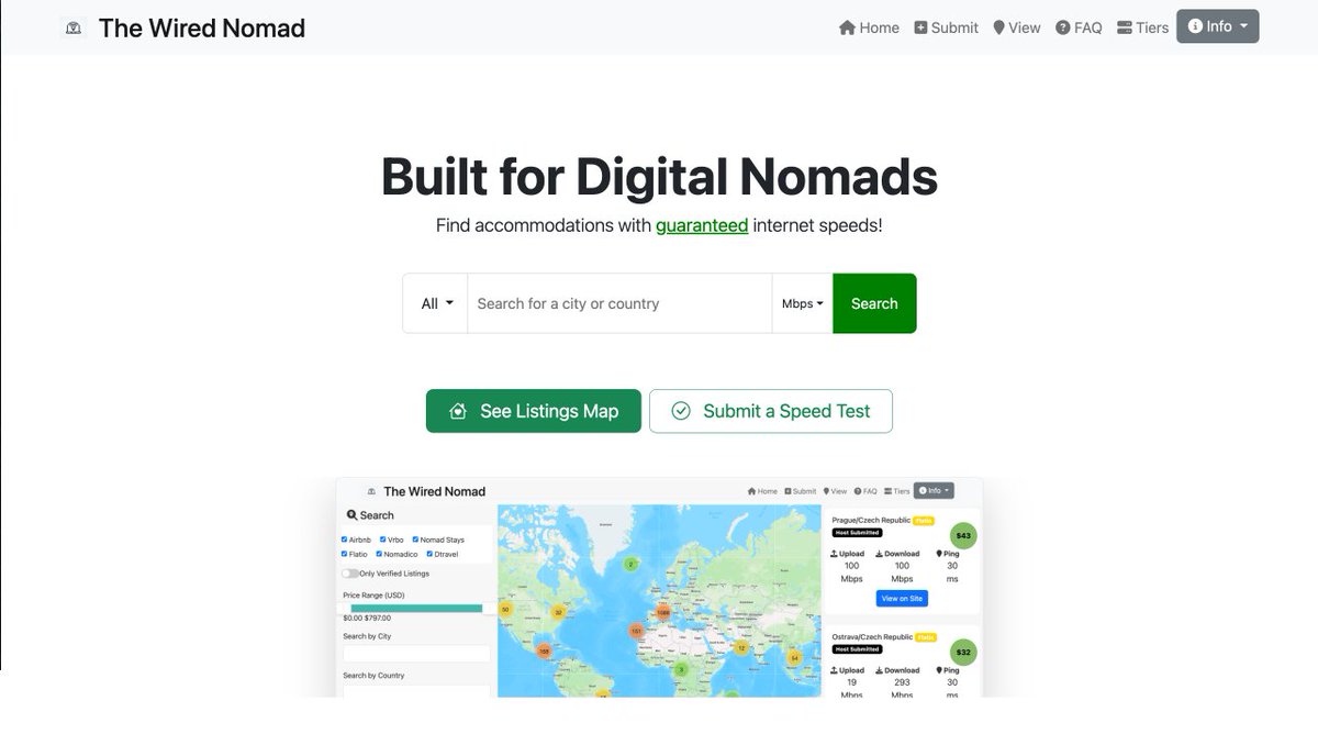 Front-end development in progress on The Wired Nomad. Home/landing page now with search functionality! 

Also, ratings are now visible on Airbnb listings

#digitalnomad #remotework #Airbnb #travel