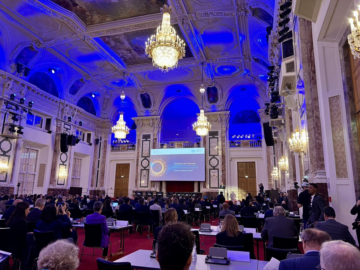 Our thanks to @a_schallenberg & @MFA_Austria 🇦🇹 for hosting a timely conference in Vienna this week underscoring the imperative for regulation of Autonomous Weapons Systems. The conference contributes valuable momentum on this important issue of global concern. 

#AWS2024Vienna