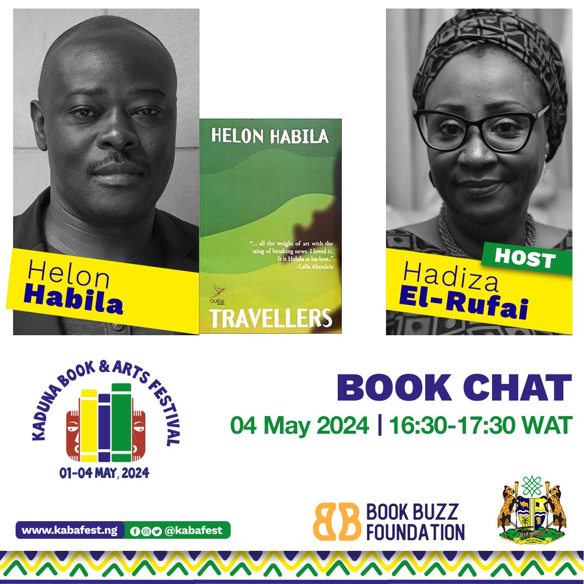 🔊KABAFEST24 EVENT🔊 Enjoy an illuminating Book Chat with author Helon Habila @helonhabila as he unravels the intricate layers of his acclaimed novel, Travellers. Host Hadiza El-Rufai @hadizel invites you on a journey through themes of identity, connection, and the universal