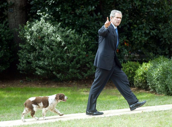 A bipartisan gallery of presidents not shooting their dogs.