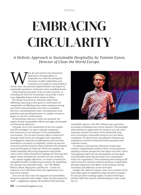 @Hotel Magazine featured Tommie Eaton talking about @CleantheWorld's holistic approach to sustainable hospitality. hubs.la/Q02tXjQ-0 and hubs.la/Q02tXhKY0
#cleantheworld #sustainability #recycling #maketheworldabetterplace #plasticrecycling #globalimpact