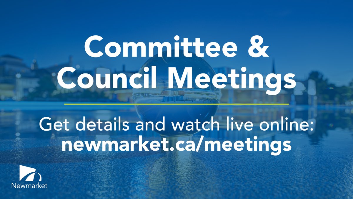 Committee of the Whole will meet today at 1 p.m. The meeting will be streamed live and posted online afterwards. See details and the agenda: newmarket.ca/meetings