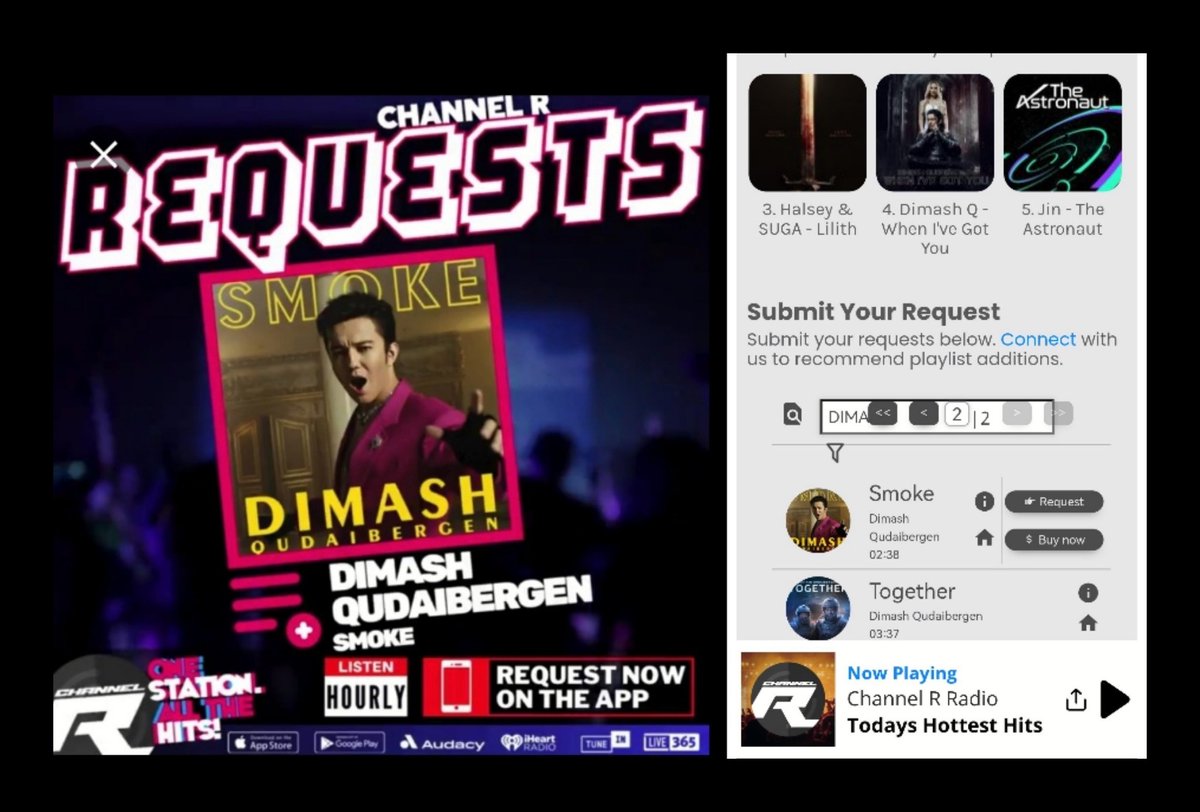 #Dears! Grab the official Channel R Radio App now and get your requests in for the show #ChannelRMostRequested #DimashQudaibergen #Smoke You can submit an application once per hour, but no more than 6 times a day.