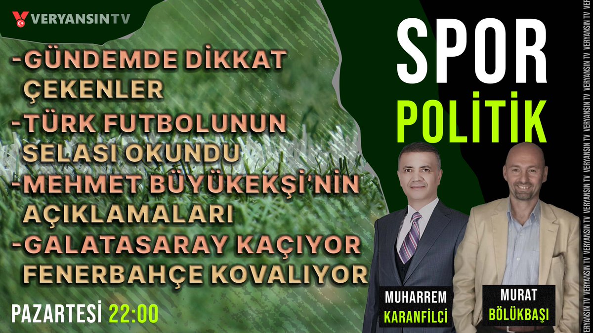 Spor Politik canlı yayını bu akşam 22.00'de... Türk futbolunun selası okundu | Muharrem Karanfilci - Murat Bölükbaşı İzlemek için tıklayın: youtube.com/live/VeRC5qNy9… @M_Karanfilci @MURATBLKBAI5