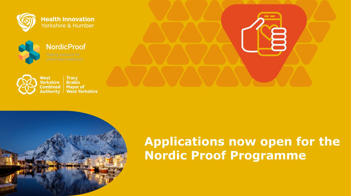 Apply now! Together with Nordic Proof & @WestYorkshireCA, we’re inviting applications from HealthTech SMEs interested in exporting their innovations in the Nordics. Interested? Find out more and apply: ow.ly/lIo450QKAPQ #SME #Export