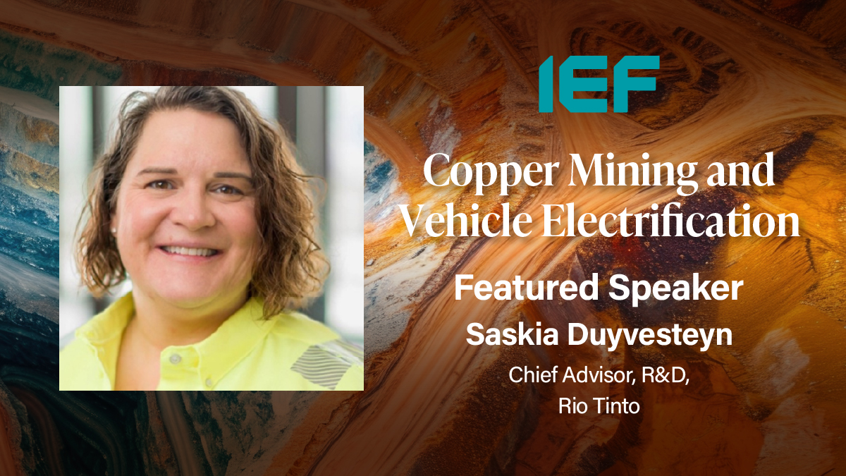 On 15 May Saskia Duyvesteyn, Chief Advisor, R&D, @RioTinto, will be part of a panel discussing the findings of our latest report 'Copper Mining and Vehicle Electrification'. Register now to watch - ief.org/events/copper-…